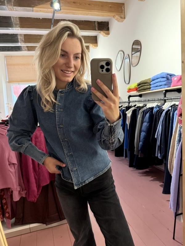 Dante6 Piper Denim Shirt Met Plooidetails