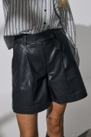 Co&acute;couture Phoebe Pleat Short leather zwart