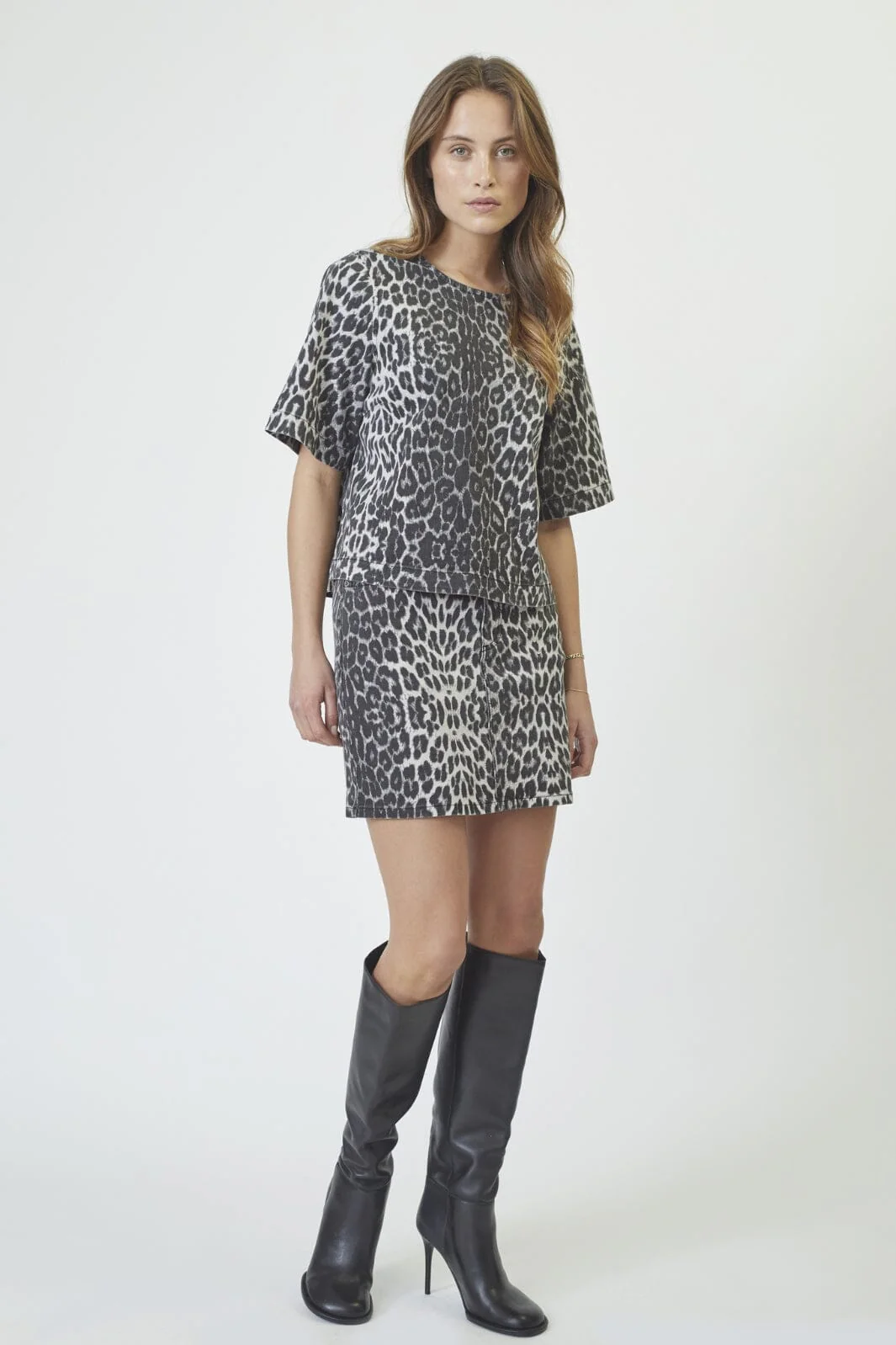 Co'couture Leo denim skirt dark grey