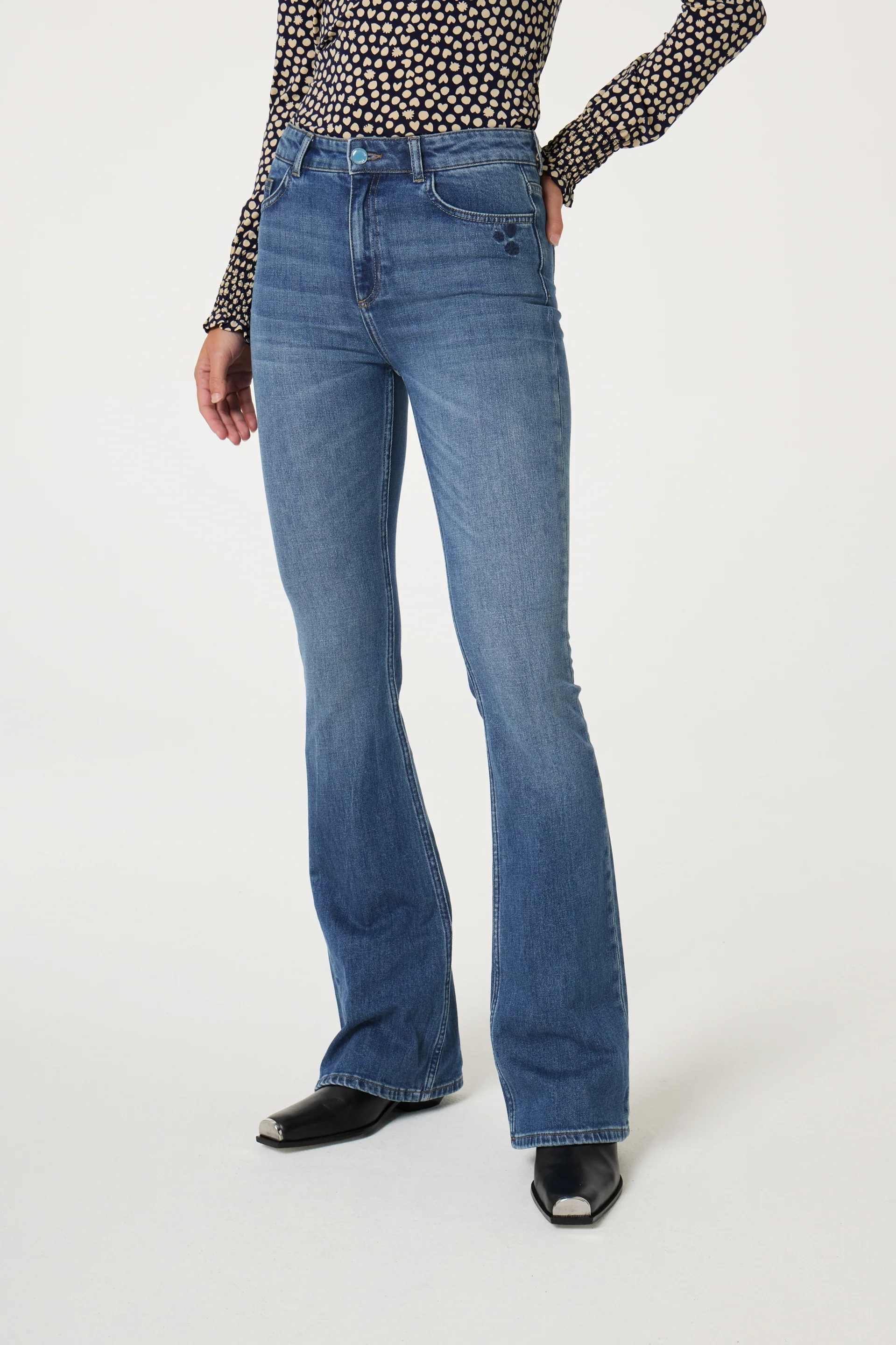 Fabienne Chapot Eva Flared Jeans Mid Blue
