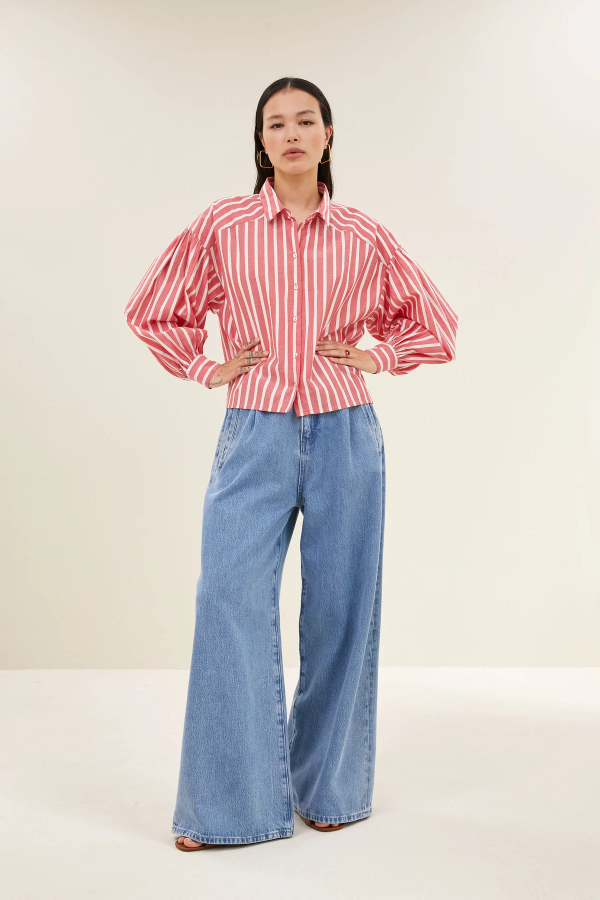 By-Bar Sarah Short Stripe Blouse Red Stripe