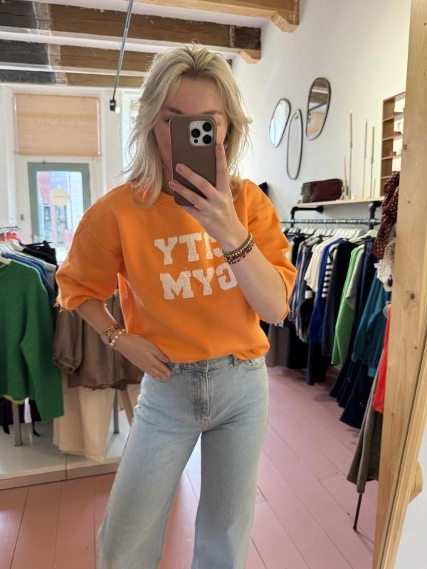 Penn & Ink Sweater Print (S26F1835) Orange/Ecru