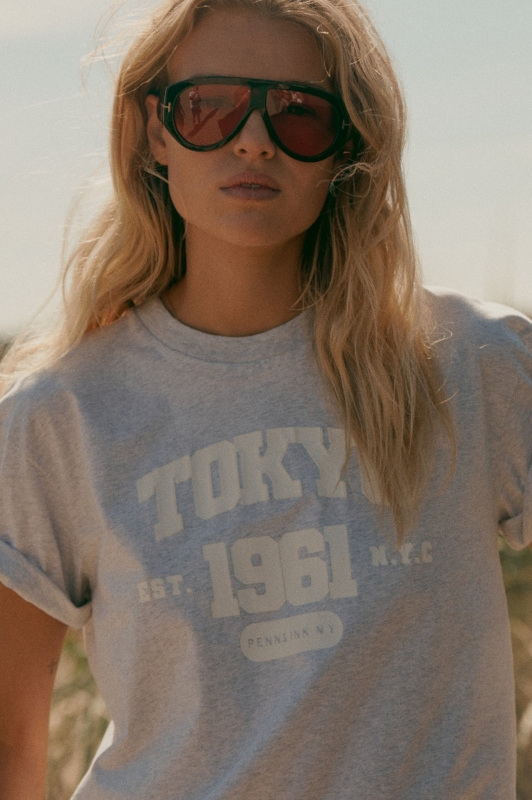 Penn & Ink T-shirt Print (S26F1812) Grey mel./White