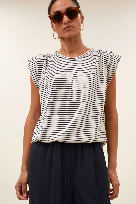 By-Bar nilou small stripe top admiral blue stripe
