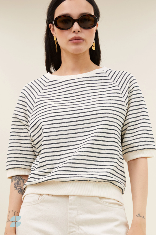 By-Bar neva heavy jersey stripe top jet black stripe