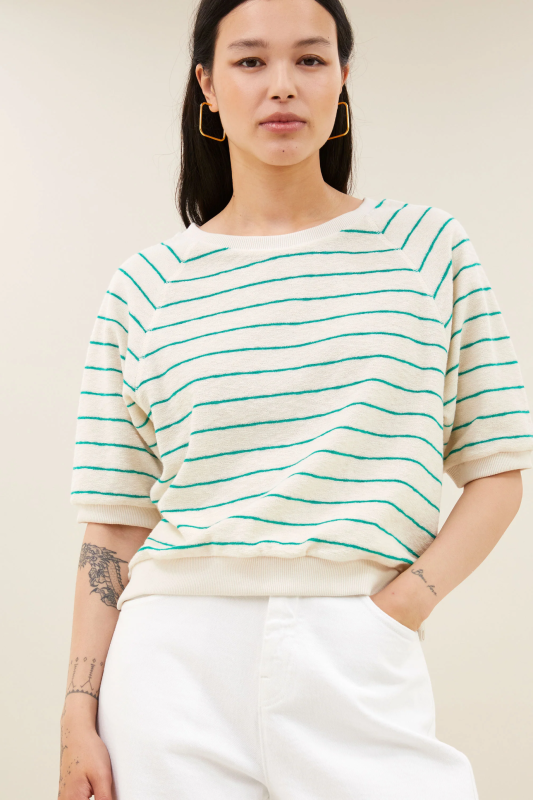 By-Bar neva slub stripe top green lake stripe