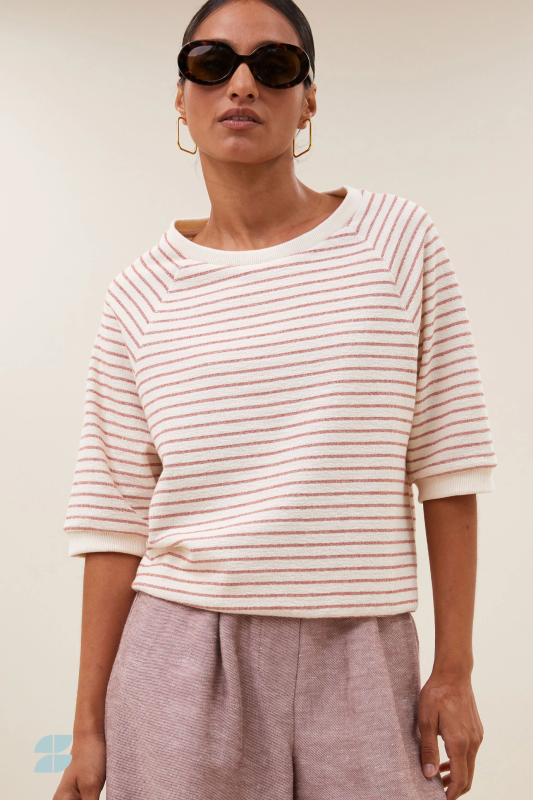 By-Bar neva heavy jersey stripe top sunset rose stripe
