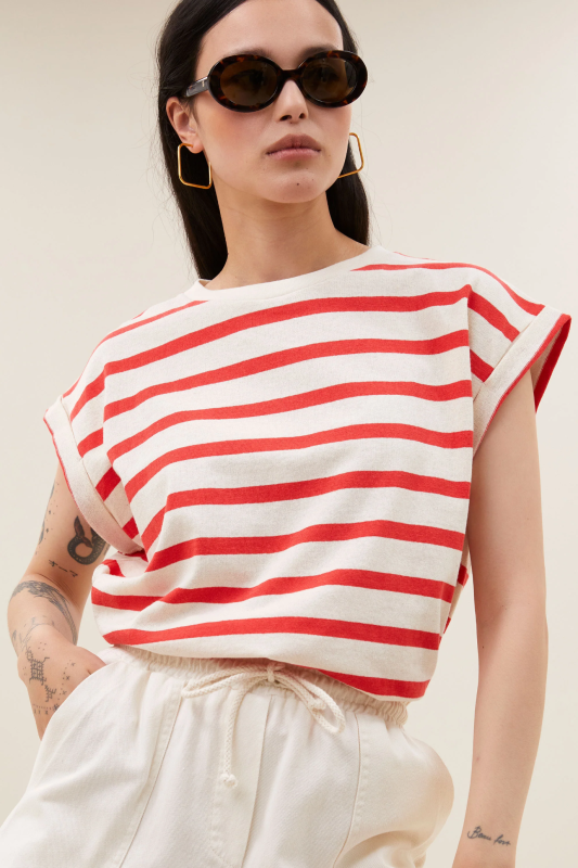 By-Bar tobi stripe top poppy red stripe