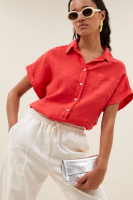 By-Bar rose linen blouse lipstick