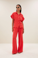 By-Bar rose linen blouse lipstick