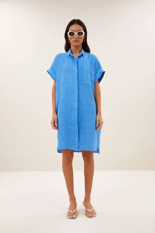 By-Bar hella linen dress regatta blue