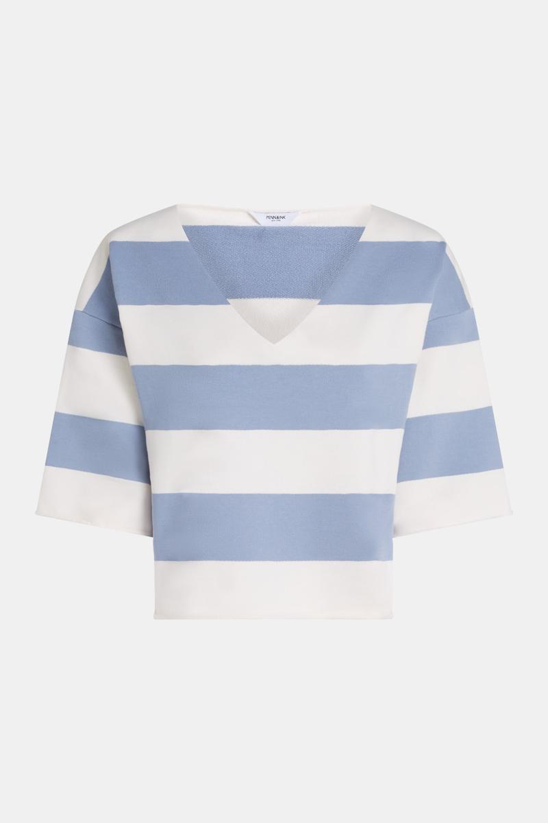 Penn & Ink Sweater Stripe (S26T1280LTD) Moonlight/Wash