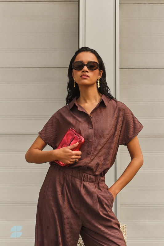 By-Bar barley tan stripe blouse tanning stripe