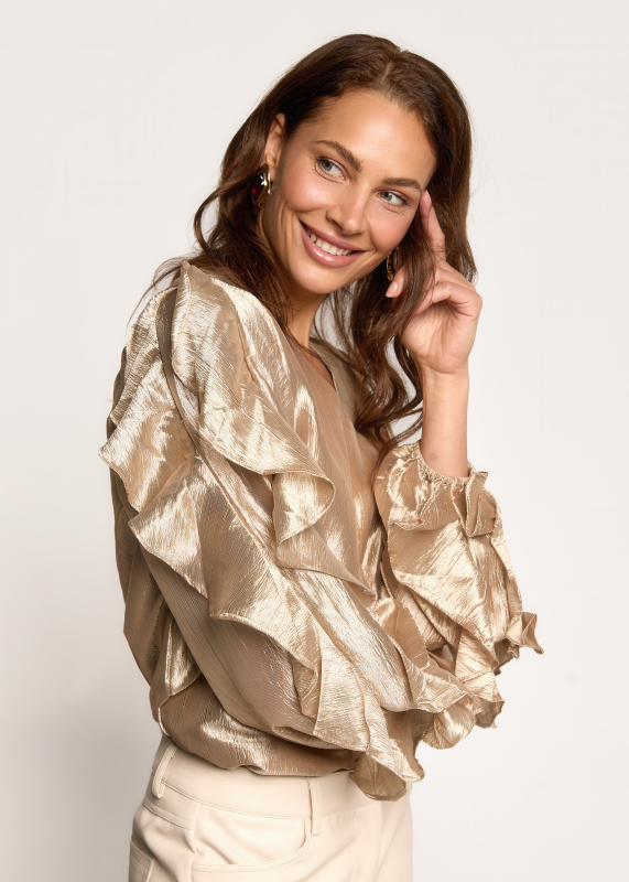 Freebird Bolera Ruffle Blouse Light Caramel