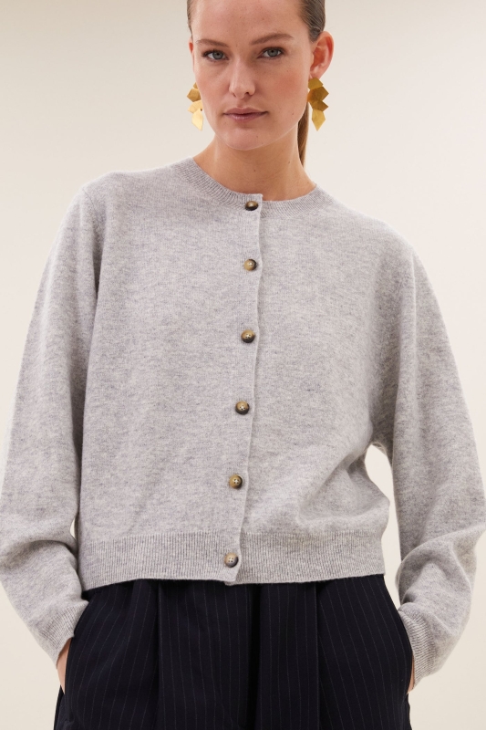 By-Bar cleo merino cardigan grey melee