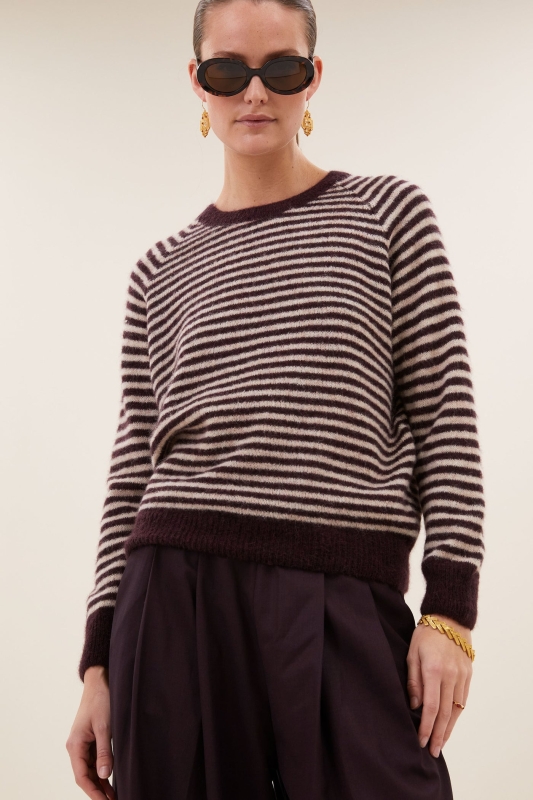 By-Bar sally stripe pullover burgundy crush stripe
