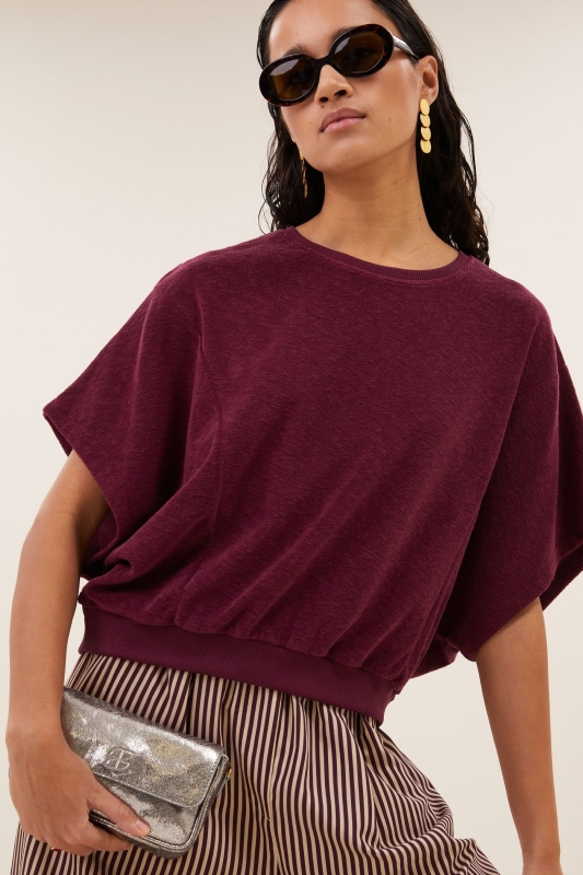 By-Bar nuki slub top burgundy crush
