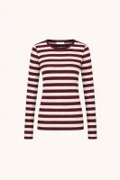 By-Bar basic ls big stripe top burgundy crush