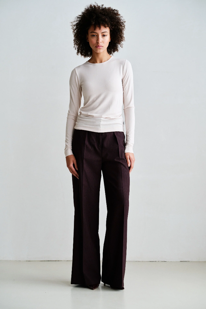 Penn & Ink Trouser (W26N1754) Aubergine Stripe