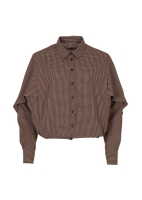 Freebird Blair Wide Drawstring Blouse Chocolate Check