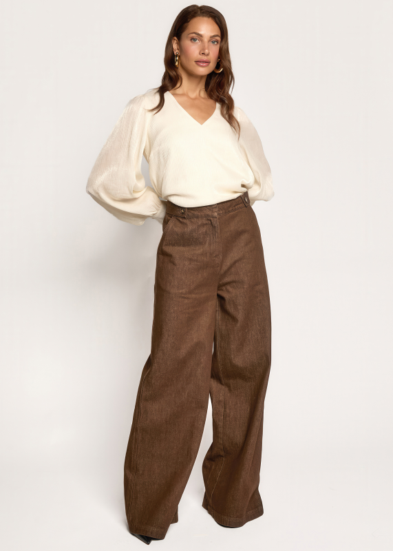 Freebird Paloma High Waist Broek Dark Chocolate