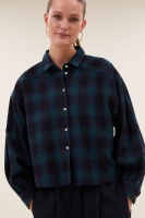 By-Bar sarah short green check blouse green tartan check